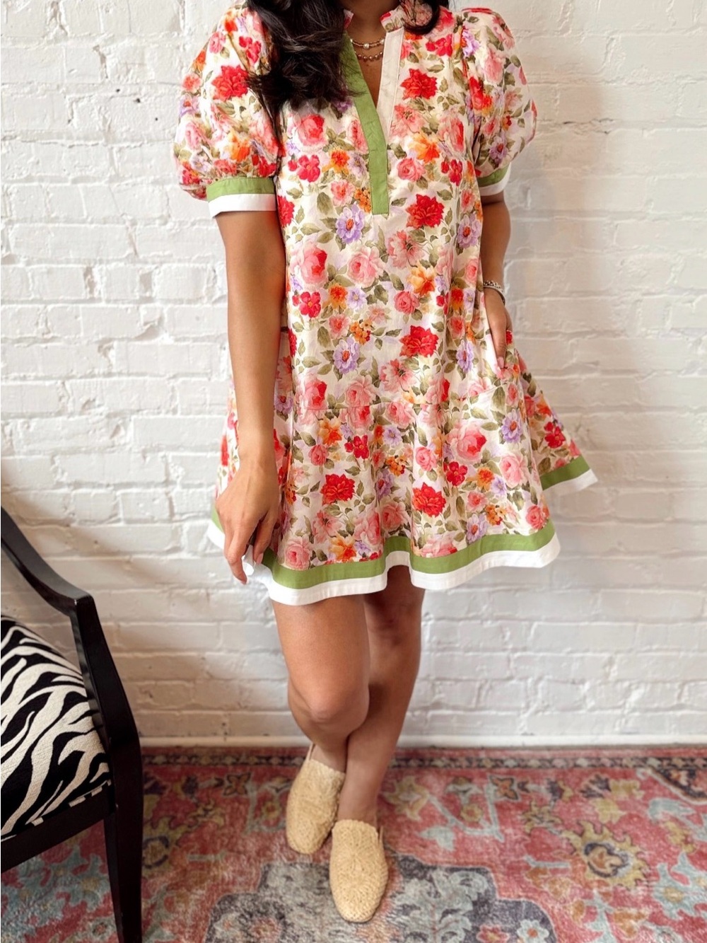 NWT ENTRO FLORAL DRESS LARGE - Picture 2 of 11